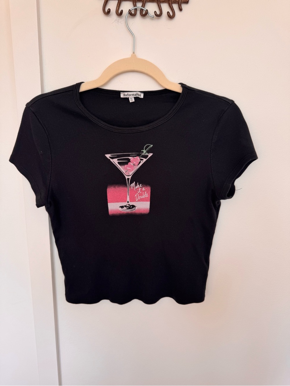 Reformation Black Crop Tee ‘make it a double’